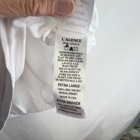 L'AGENCE NWT Remy White Modal Crewneck Short Sleeve T-Shirt Size XL - Picture 8 of 12